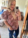 Burgundy Animal Print Top