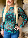Turquoise Jewel Mesh Top