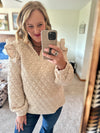 Quilted Ruffle Shoulder Pullover