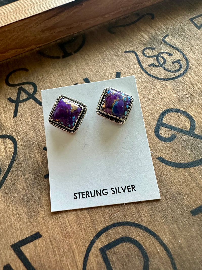 Purple Mojave Square Earrings