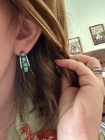 Turquoise Stone Sterling Hoops