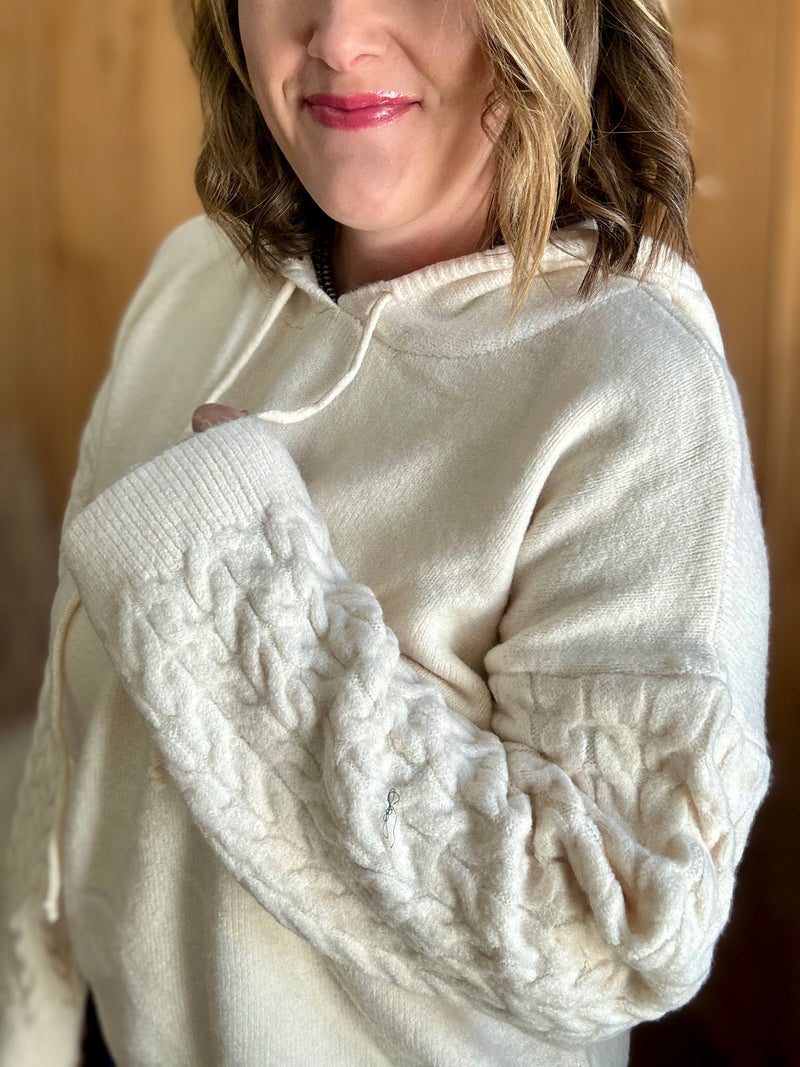 Cream Knit Hoodie