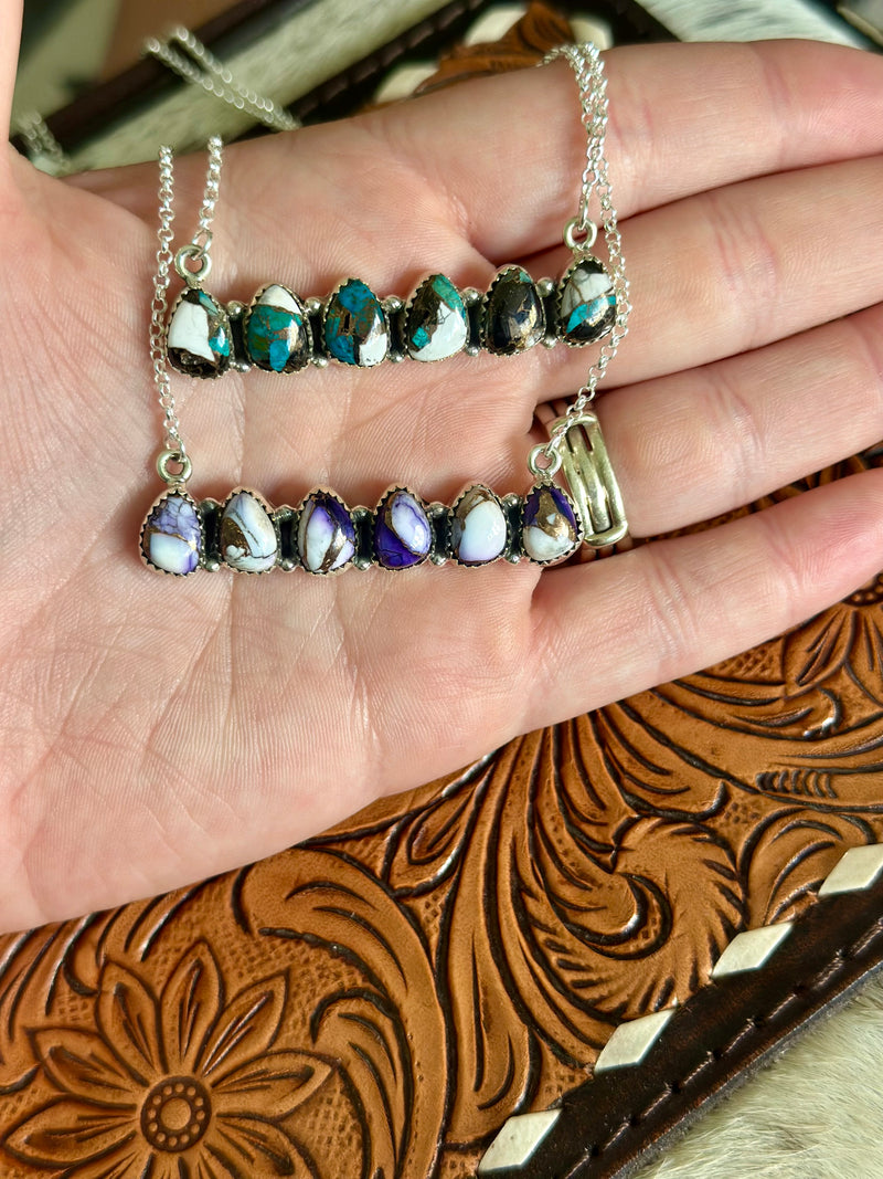 6 Stone Bar Necklace