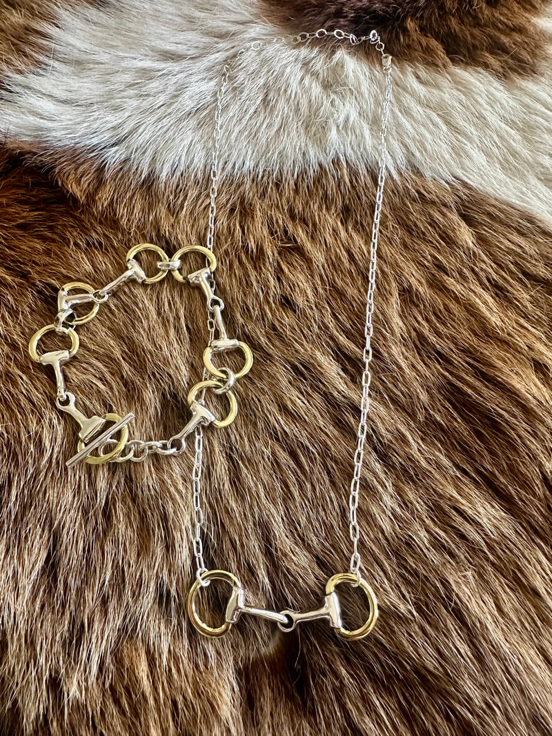 Silver/Gold Horsebit Necklace & Bracelet