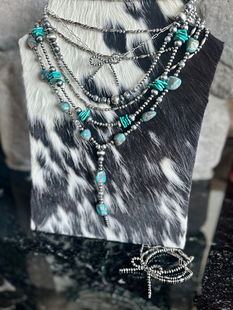 Turquoise/Pearl Lariat Necklace