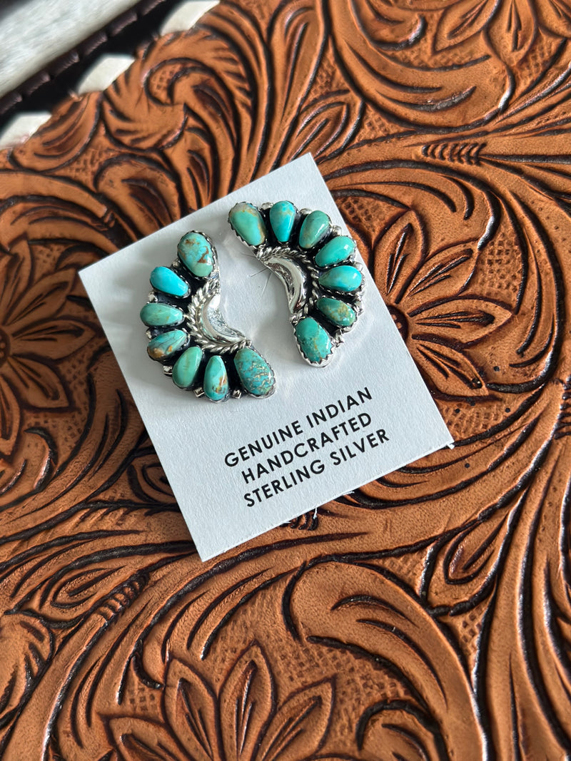 Turquoise Half Cluster Earrings