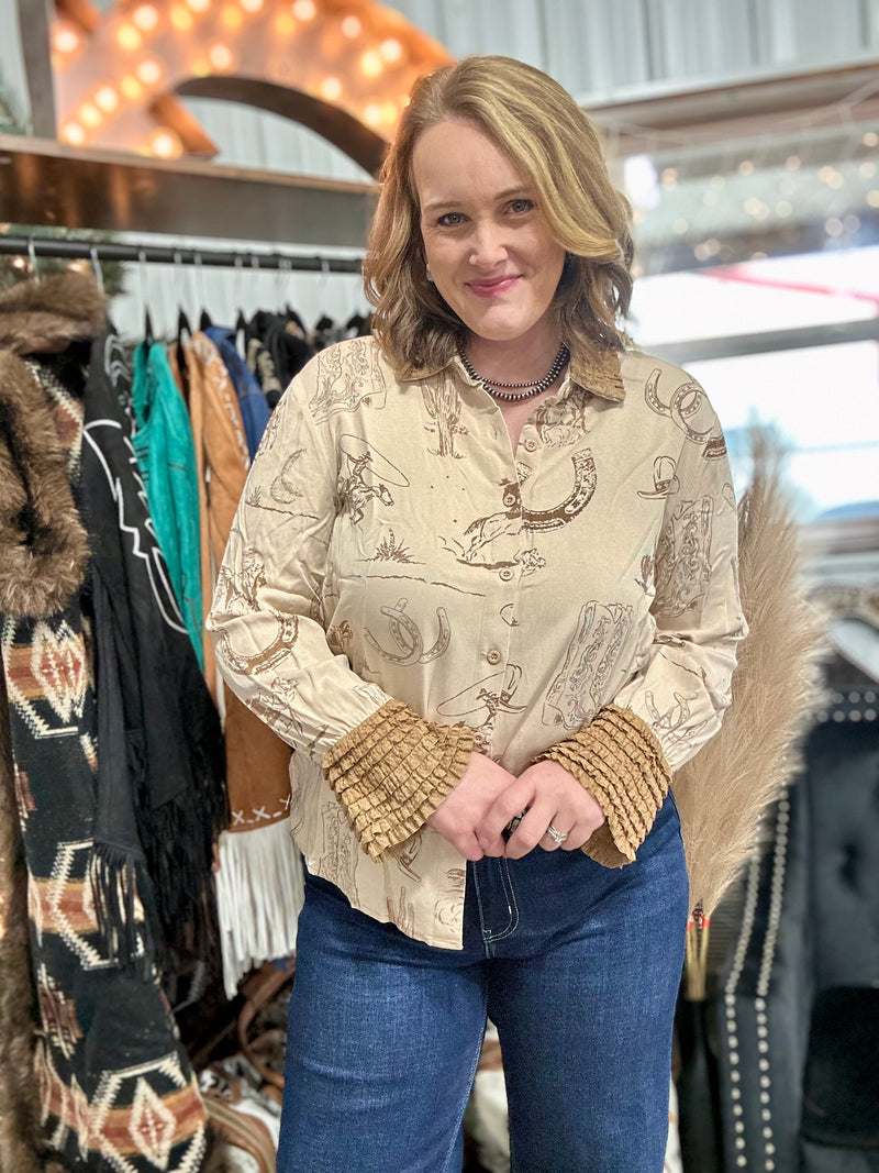 Out West Crochet Bell Sleeve Top