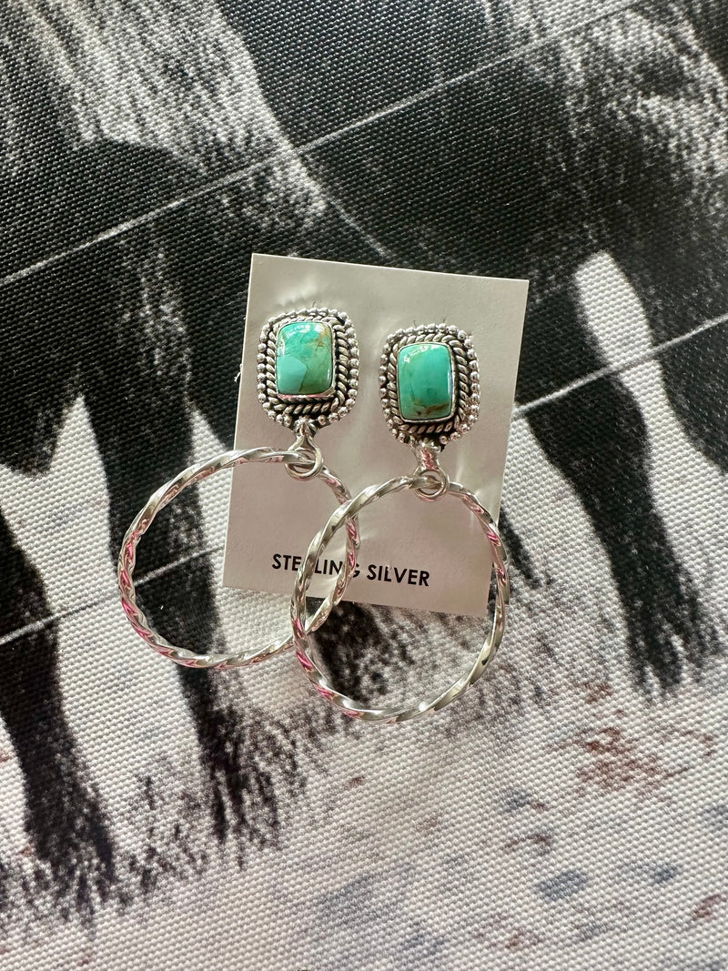 Kingman Stone Hoop Earrings