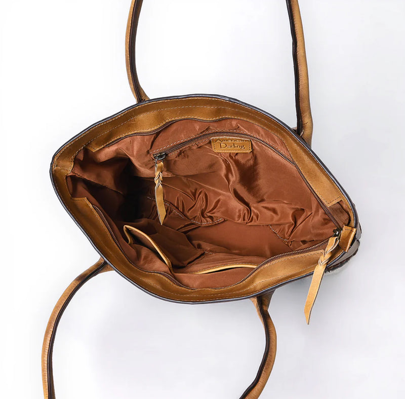 Boot Stitch Brown Leather Tote