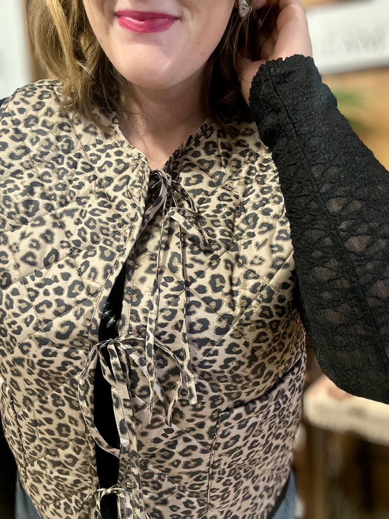 Leopard Print Bow Tie Vest