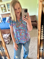 Blue Paisley Top
