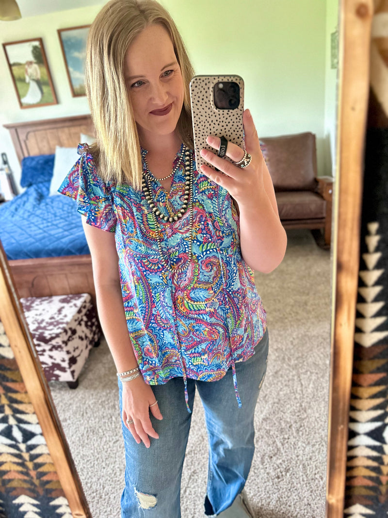 Blue Paisley Top