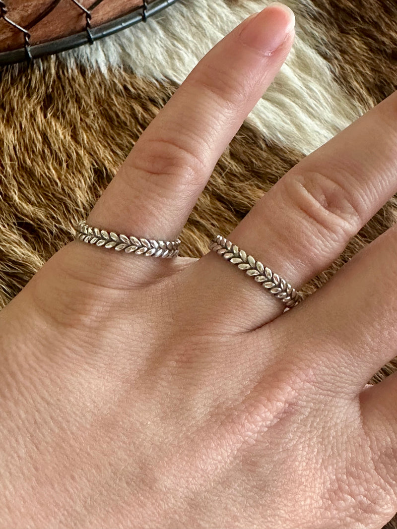 Braided V Sterling Stacker Ring