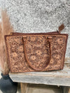 Brown Tooled Leather Tote
