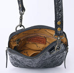 Black Tooled Leather Crossbody