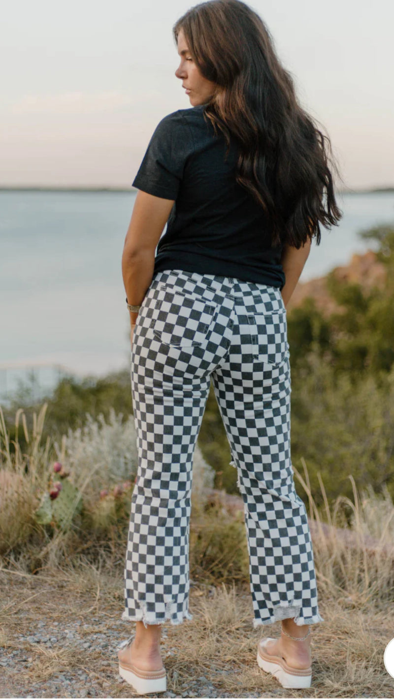 Round The Track Checker Jeans