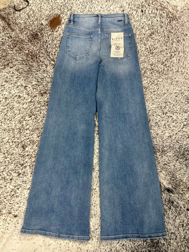 Risen High Rise Wide Front Yoke Jeans