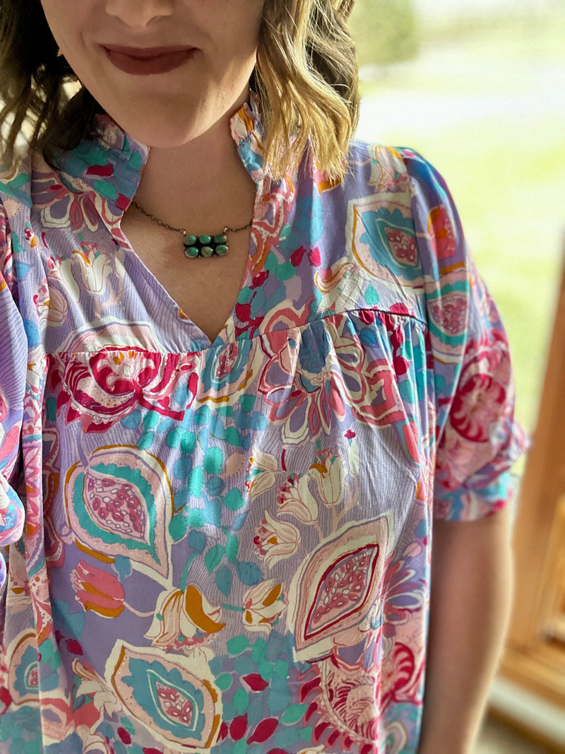 Lavender Mix Print Top