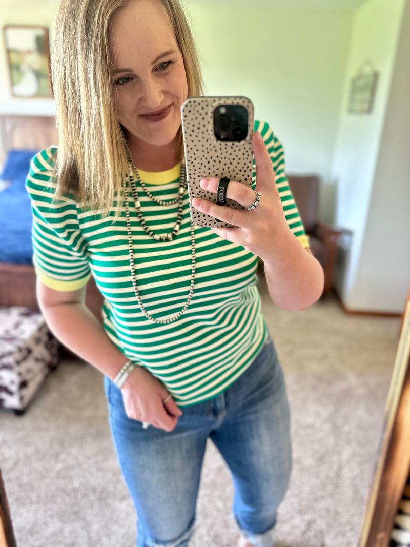 Striped Top - Green/Yellow