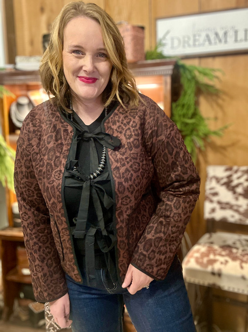 Burgundy Leopard Bow Tie Jacket