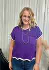 Purple Scalloped Sweater Top