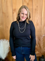 Black Mock Neck Layering Top
