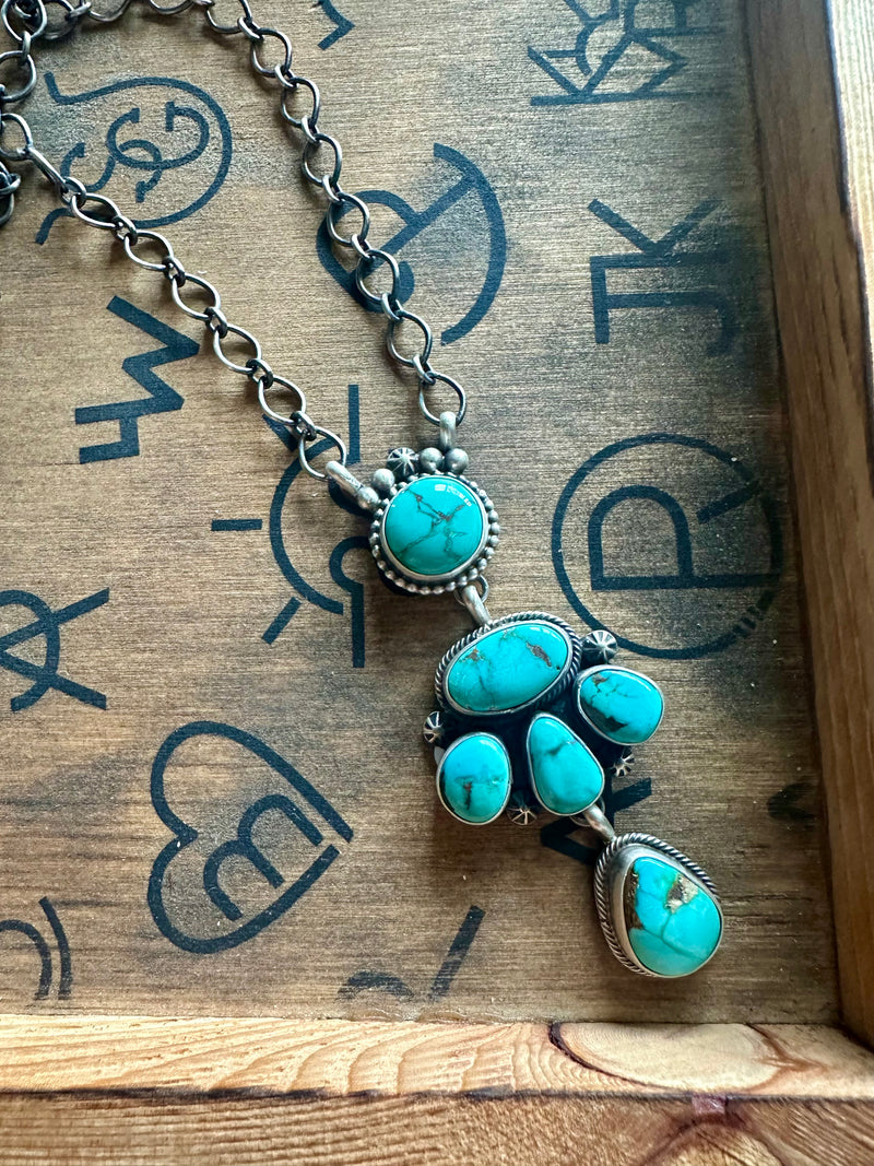 Kingman Turquoise Stones Chain Necklace