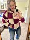 Oversized Checker Sweater - Magenta