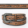 Brown/Black Tooled Leather Belt