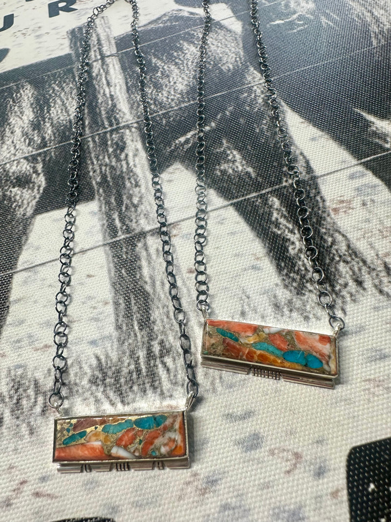 Spiny Turquoise Bar Necklace