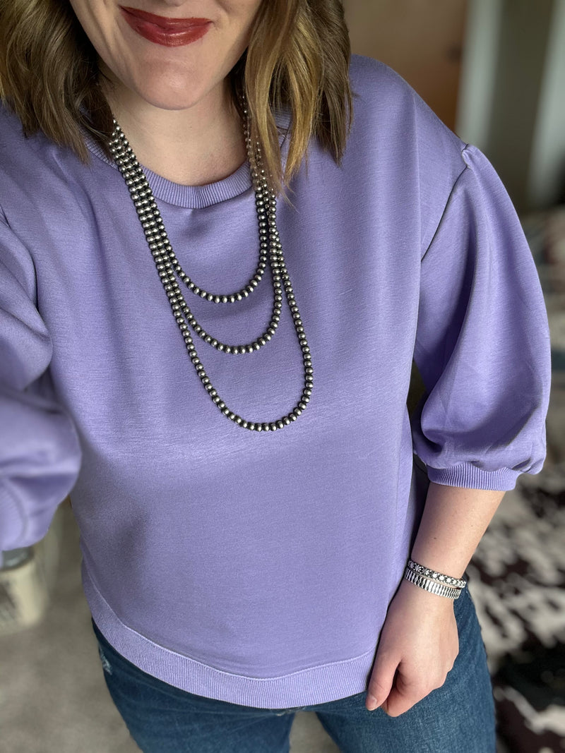 Lavender 3/4 Sleeve Top