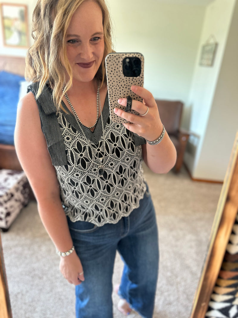 Black Crochet Detail Tank