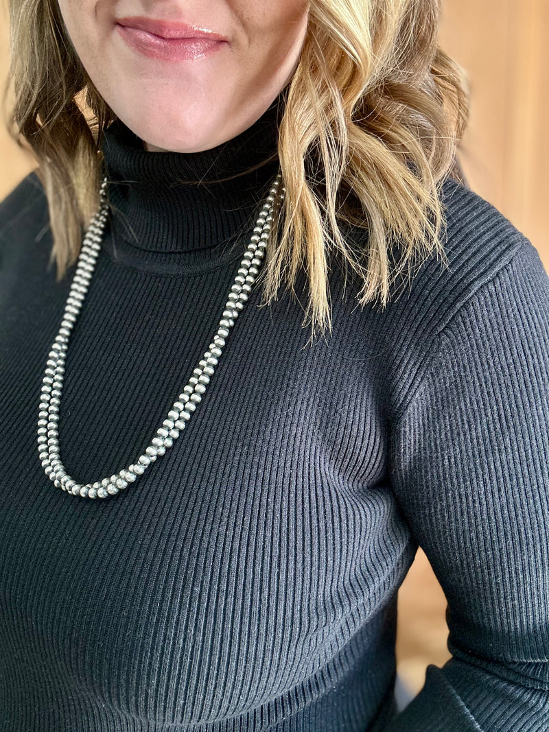 Ribbed Turtleneck Sweater - Black