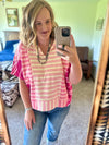 Pink Combo Collar Top
