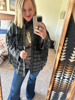 Plaid / Pleather Black Fringe Jacket