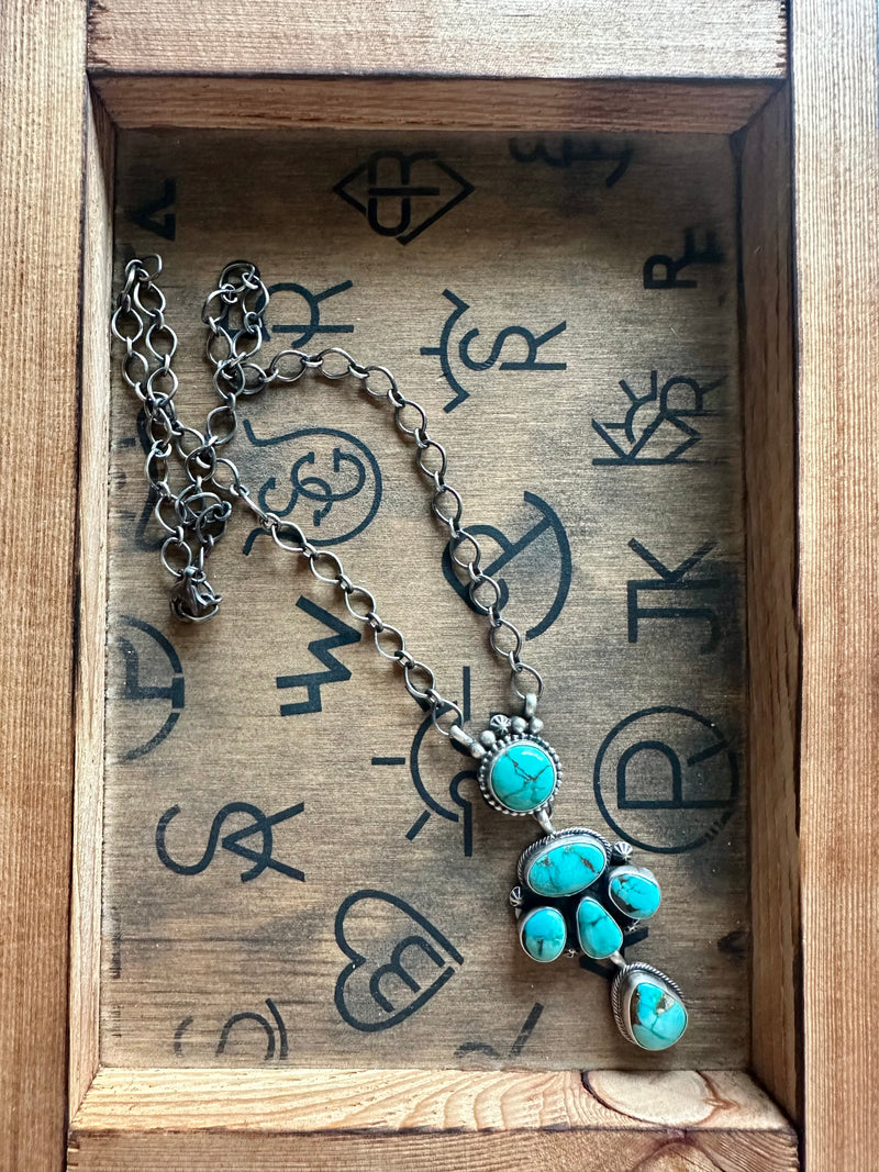 Kingman Turquoise Stones Chain Necklace