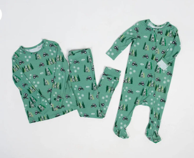 Christmas Green Tractors Bamboo PJ’s