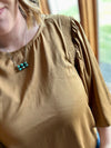 Toffee Satin Balloon Sleeve Top