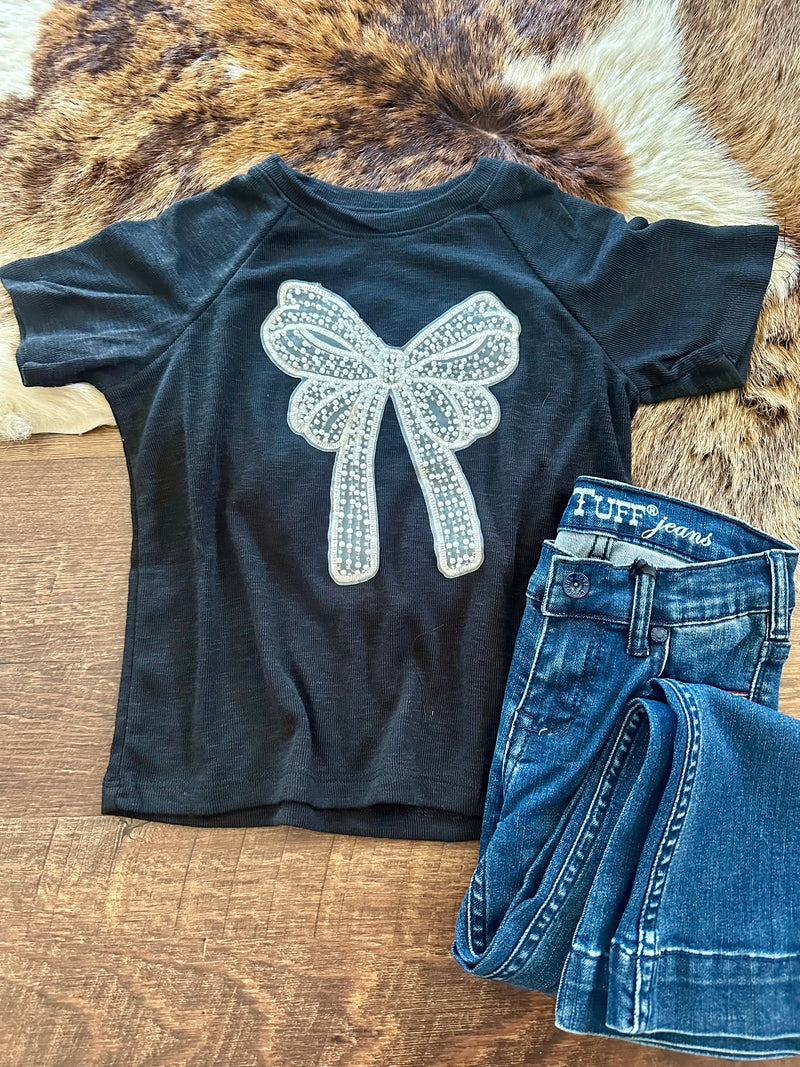 Girls Pearl Bow Top