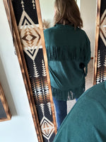 Teal Fringe Suede Jacket