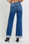 Risen Cuffed Wide Leg Jeans