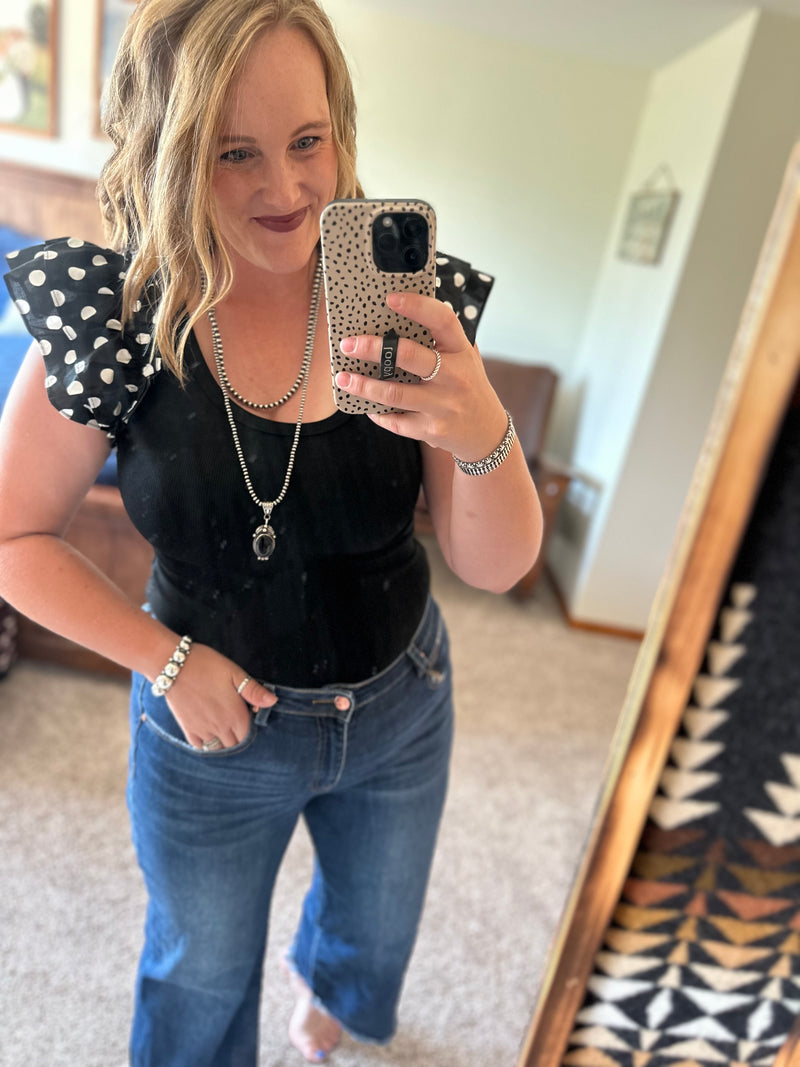 Polka Dot Flutter Sleeve Bodysuit