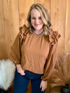 Camel Ruffle Shoulder Top