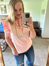 Peach Poplin Bow Tie Top