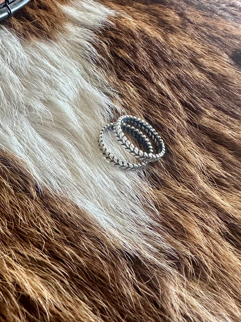 Braided V Sterling Stacker Ring