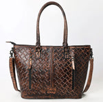 Brown Western Tooled Leather Handbag