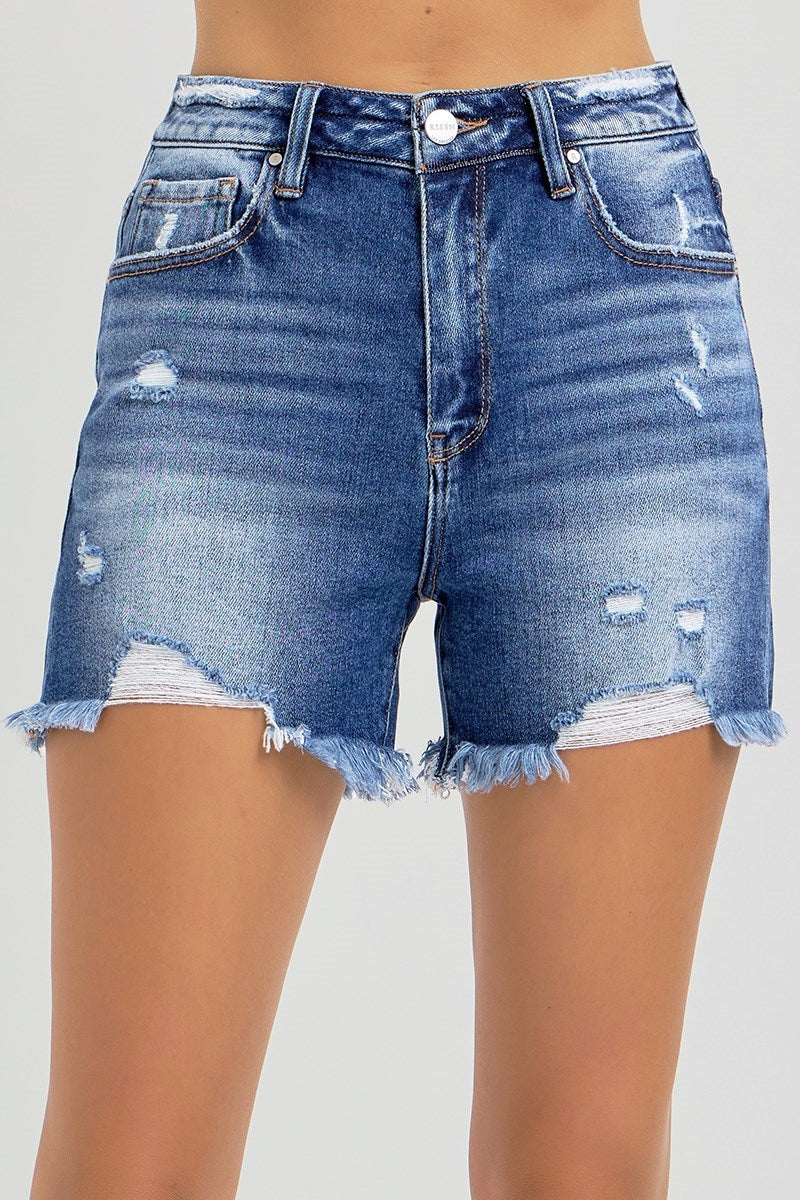 Risen High Rise Distressed Detail Shorts