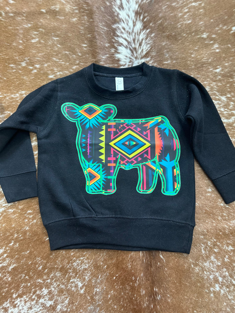 Neon Aztec Calf Crewneck
