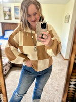 Oversized Checker Sweater - Sand