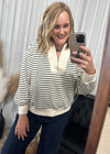Black Striped Half Zip Sweatshirt